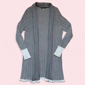 Eddie Bauer Black and Cream Knit Duster Cardigan XL